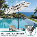 AreShark 9FT Patio Umbrella with Solar Lights, 32 Lighted Pool Umbrella w/Tilt and Crank, Outdoor Market Solar Umbrellas for Garden, Deck, Backyard, Pool and Beach, Cream-White