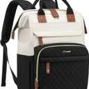 LOVEVOOK Laptop Backpack for Women, 15.6'' Waterproof Nurse Bag Teacher Work Backpack Purse for Women, Travel Computer Backpack for College Office Business Ladies (Cream-black)