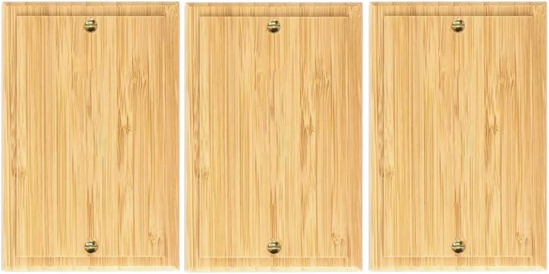 3PC Solid Wood Light Switch Plate Blank Wall Plate4.8" X3.14" Light Switch Cover Quality Raw Wooden Switch Plate Decorative Wall Plate Bamboo (Standard Size)