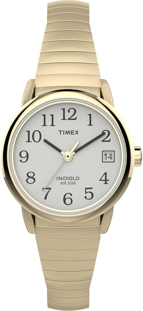Timex Women's Easy Reader Watch (25mm, Gold-Tone/Gold-Tone/White/A/25mm)