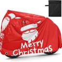 Kigai Merry Christmas Bike Cover Waterproof Outdoor UV Sun Rain Dust Proof Bicycle Cover with Storage Bag & Lock Hole for EBike Mountain Road Bike All Seasons