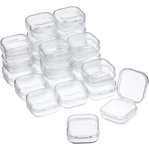 23 Packs Small Clear Plastic Beads Storage Containers Box with Hinged Lid for Storage of Small Items, Crafts, Jewelry, Hardware(2.9 x 2.9 x 1 Inches)