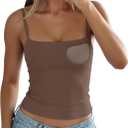 Darong Women's Tank Tops with Built-in Bra Spaghetti Straps Crop Tank Top Summer Y2K Going Out Sleeveless Cami Shirt M