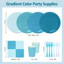 Blue Gradient Party Tableware for 48 Guests, 9-Inch Paper Plates, Serves 48