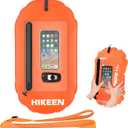 Hikeen Swim Buoy -Waterproof Touchscreen Storage Space, Swim Safety Float w/Adjustable Waist Belt for Open Water Swimmers and Triathletes -Be Bright,Be Safer & Be Seen, One Size