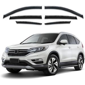 Shatterproof Out-Channel Window Deflectors for Honda CR-V (CRV) 2012 2013 2014 2015 2016 Rain Guards Window Visors for Cars Vent Car Accessories 6 pcs(for CRV 12-16 6-Piece Chrome)
