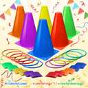 Eocolz 3 in 1 Carnival Games Set, Soft Plastic Cones Bean Bags Ring Toss Games for Kids Birthday Party Outdoor Games Supplies Combo Set