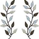 Zhengmy 2 Pieces Metal Tree Leaf Wall Decor Vine Olive Branch Leaf Wall Art Living Room, Hallway Wall Decor Outdoor Decoration(Pastel Colors)