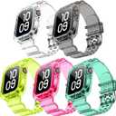 NotoCity Clear Bands for Apple Watch 42mm 44mm 45mm with Transparent Rugged Bumper Case Compatible with Series 9 8 7 SE 6 5 4 3 2 1 (5 Pack 42/44/45mm)