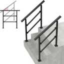 2 Pack Handrails for Outdoor Steps, Black Stair Handrail Fit 1-3 Steps