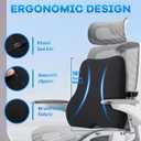 Gel Seat Cushion & Lumbar Support Pillow Set, Cooling Memory Foam for Tailbone & Sciatica Pain Relief, Ergonomic Office Chair Cushion with Breathable Mesh Cover for Car, Home, Wheelchair (Black)