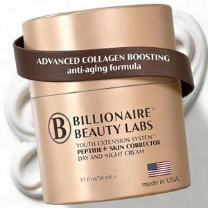 Peptide Cream & Collagen Cream for Face and Neck - Firming Anti-Aging Daily Moisturizer & Night Cream for Wrinkles and Fine Lines - Natural, Organic and Fragrance-Free - 1.7 fl oz 50ml