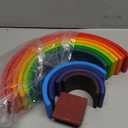 Wooden Rainbow Stacking Toy - 12 Pieces Extra Large Montessori Wooden Stacking Arch Educational Toys, Nesting Puzzle Building Blocks for Kids Toddlers (Rainbow Stackers)