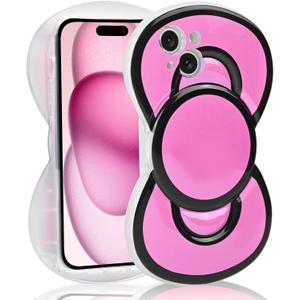 Cute Cases for iPhone 13, 3D Bow Shaped Phone Cover Soft Silicone Protective Phone Case for Girls Women Pink