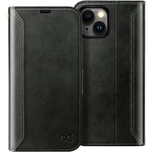 OCASE Compatible with iPhone 15 Wallet Case, PU Leather Flip Folio Case with Card Holders RFID Blocking Kickstand [Shockproof TPU Inner Shell] Phone Cover 6.1 Inch 2023, Retro Black