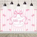 A Sweet Little Girl is on The Way Photography Background Pink Bow Girls Baby Shower Backdrop Pink Baby Shower Decor It's A Girl Party Banner Cake Smash Photo Booth Props (7x5ft)