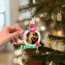 West style 2025 Snowflake Christmas Tree Ornaments Set 3 Pieces-Metallic Picture Frame Ornament Hanging Home Deco Gnomes Reindeer Hanging Pendant Holiday Keepsake Gift (Pink & Golden)