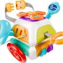 iPlay, iLearn 10 in 1 Baby Busy Board Cube, Montessori Sensory Toy Toddler 1-3, Infant Carseat Plane Travel, Kid Education Learning Activity, Birthday Gift 6 9 10 12 18 Month 1 2 Year Old Boy Girl