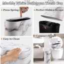 Bathroom Accessories Set, 9-Piece Marble White Bathroom Set, White Bathroom Accessories with Slim Trash Can, Soap Dispenser, Toilet Brush, Toothbrush Set, Qtip Holders