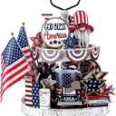 16 Pcs 4th of July Tiered Tray Decoration Rustic Patriotic Red White Blue Table Signs 250th Independence Day Wooden Tiered Tray Decor American Flag Vintage Gnome Centerpiece for Home Party Kitchen