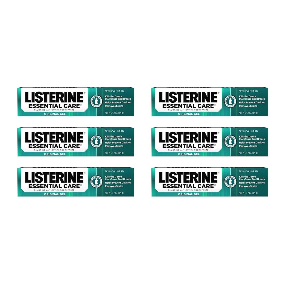 Listerine Essential Care Toothpaste, Bad Breath Treatment, Cavity Prevention, Fluoride Toothpaste; Powerful Mint Flavor, 4.2 oz, 6 Pack
