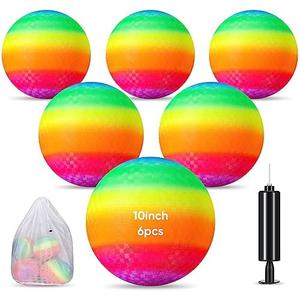 Hanaive 30 Pcs Kickballs 10 Inch Playground Ball Rubber Inflatable Dodgeball with Pump and Storage Bag Bouncy Kickball for Adults Sports Outdoor Activities(Rainbow)