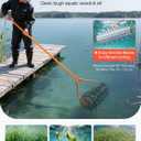 VEVOR Lake Weed Roller, 12 ft Lake & Pond Weed Removal Tool, Muck Razer Aquatic & Sludge Tiller, Rid Roots and Muck Buildup, 9 Preassembled Galvanized Iron Blades, 3 Aluminum Handles, Easy Assembly