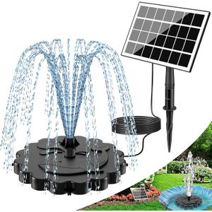 SZMP 3.5W Solar Fountain Pump, All-Glass Panel Solar Water Pump Kit with Stake & 4 Anti-Drift Rods, 9.8FT Cable 8 Nozzles for Bird Bath, Garden, Backyard, Fish Tank
