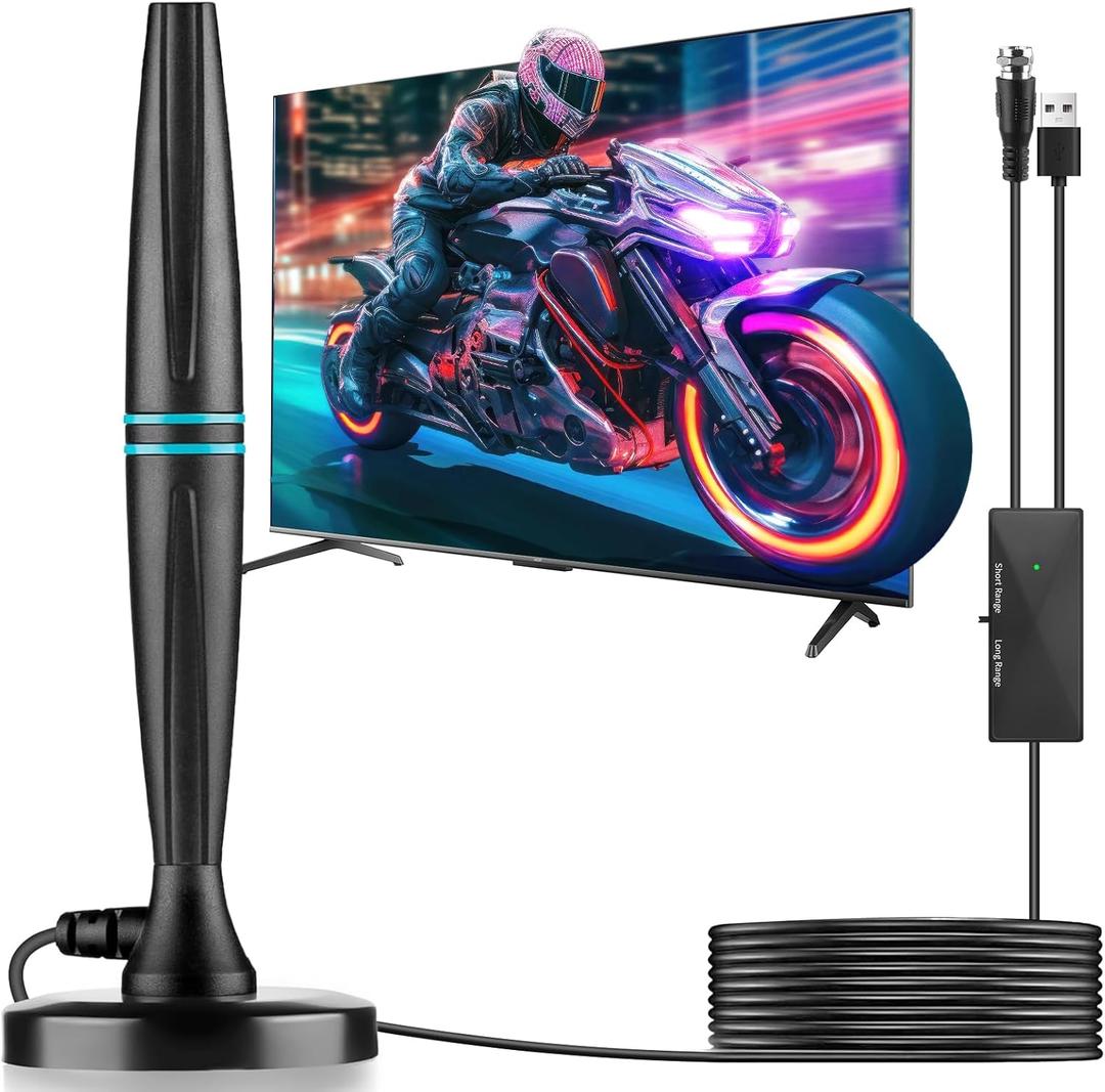 TV Antenna Indoor, Antenna for Smart TV, Support 4K 1080p with Signal Booster for Local Channels, Long Range Reception for Old TV and All TVs