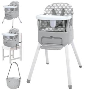 4 in 1 Portable Baby Highchair Convertible Highchair for Babies and Toddlers - Foldable Carry Small Box, High Chair, Infant Booster Seat, Dining Chair, Easy to Carry and Store (Grey)
