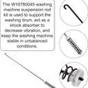 4pcs W10780045 Washer Suspension Rod Kit, with 4 Suspension Balls & 4 Bushings Washing Machine Parts Accessories Practical & Easy to Install