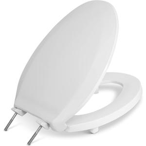 Centoco 2 inch Raised Toilet Seat for Seniors, Elongated, Closed Front with Cover, Plastic, Made in the USA, HL800STS-001, White