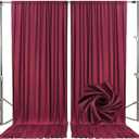 10ft x 10ft Burgundy Backdrop Curtains for Parties, Fabric Satin Background Curtain with Rod Pockets for Weddings, Birthday, Baby Shower, Photography, Graduation Party Backdrop Drapes, 2 Panels