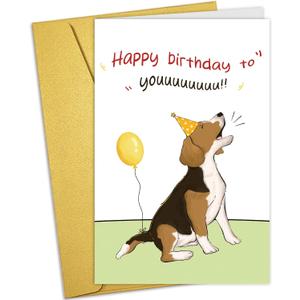 5 x Nchigedy Funny Dog Birthday Card for Him Her, Cute Birthday Card from Dog, Happy Bday to You Cards for Dogs Lovers (#2)