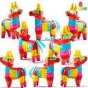 Cinco De Mayo 7 pcs Mini Donkey Pinatas 5.7"x7.5" Rainbow Color for Fun Fiesta Taco Party Supplies, Luau Event Photo Props, Mexican Theme Decoration, Carnivals Festivals, Taco Tuesday Event