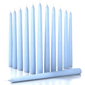 CANDWAX 12 inch Taper Candles Set of 12 - Dripless and Smokeless Candle Unscented - Slow Burning Candle Sticks - Baby Blue Candles
