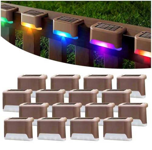 Solar Deck Lights Outdoor 16 Pack,Solar Step Lights Waterproof for Stairs,Step,Patio Front Porch,Backyard Decorations-RGB