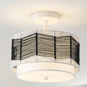 Boho Light Fixtures Ceiling Mount Rattan Chandelier Light Fixture, Hand Woven Ceiling Light Fixtures Flush Mount for Hallway Bedroom Kitchen Entryway Living Room