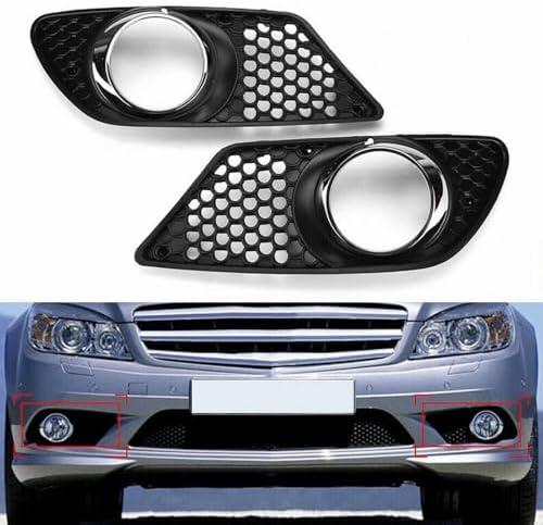 1 Pair Front Bumper Fog Light Grille Cover Left & Right Chrome Frame Shell For Mercedes Benz C-Class W204 C230 C250 C300 C320 C350 2008 2009 2010 2011