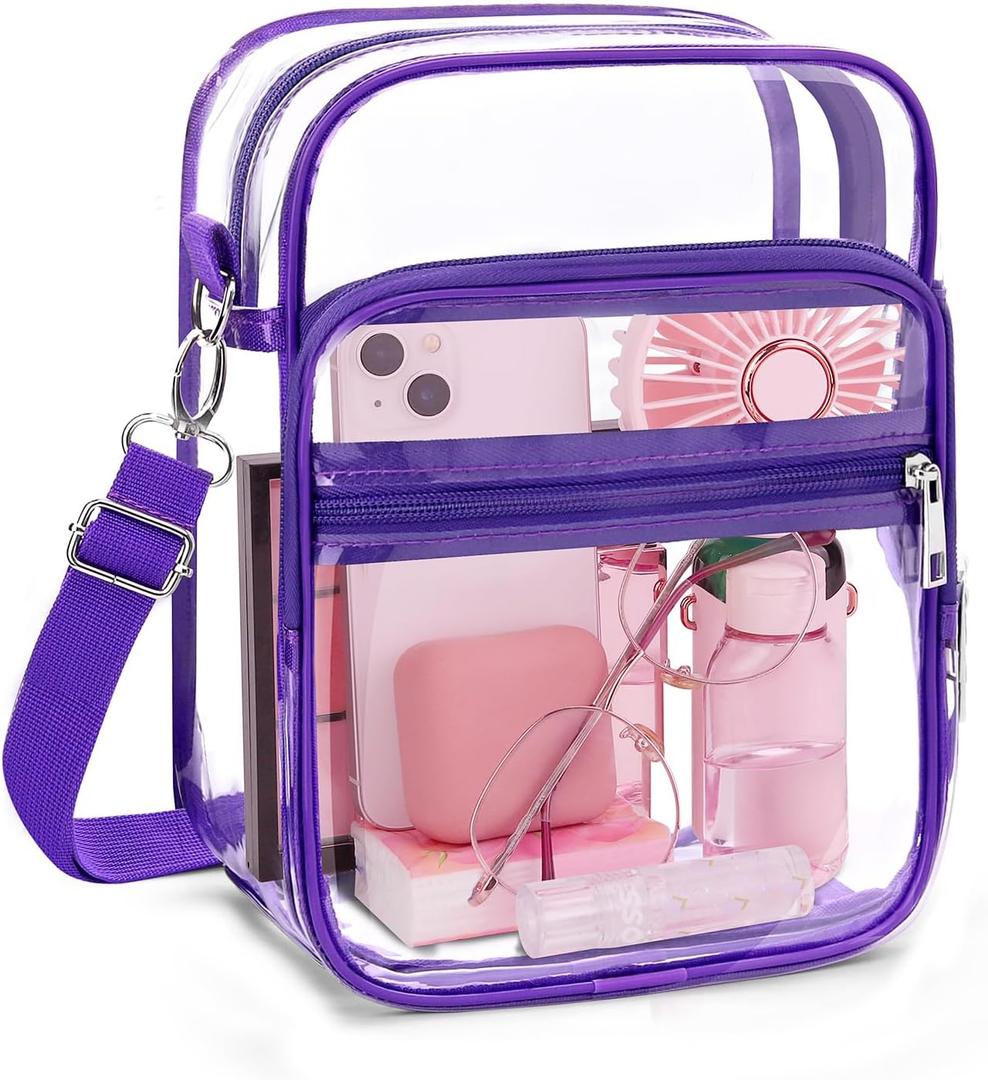 Blvornl Clear Crossbody Bag with Adjustable Shoulder Strap, Stadium Approved PVC Purse Bag, Messenger Bag