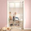 74-98" Extra Tall Cat Gate,Fits 33.85-42" Wide Opening,No Drilling Pressure Mount Design,Innovation Transparent Double Opening Pet Gate,Double Doors for Doorways/Stairs/Kitchen/Home, White