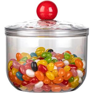 30oz Clear Candy Jar with Lid for Office Desk, Plastic Cookie Storage Jar for Kitchen Counter, 900ml