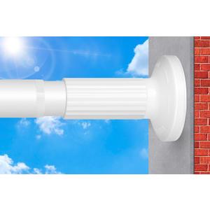 White Shower Curtain Rod 51-86 Inch, Adjustable Tension Rod No Drilling for Window or Bathroom Closet, Outdoor Curtain Rod for Patio, Easy to Install, Never Rust, Rod Diameter 1.26 Inches-White