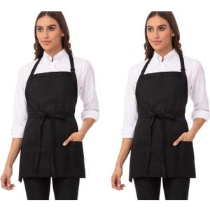 Chef Works Unisex Three Pocket Apron (Black, 2 Pack)