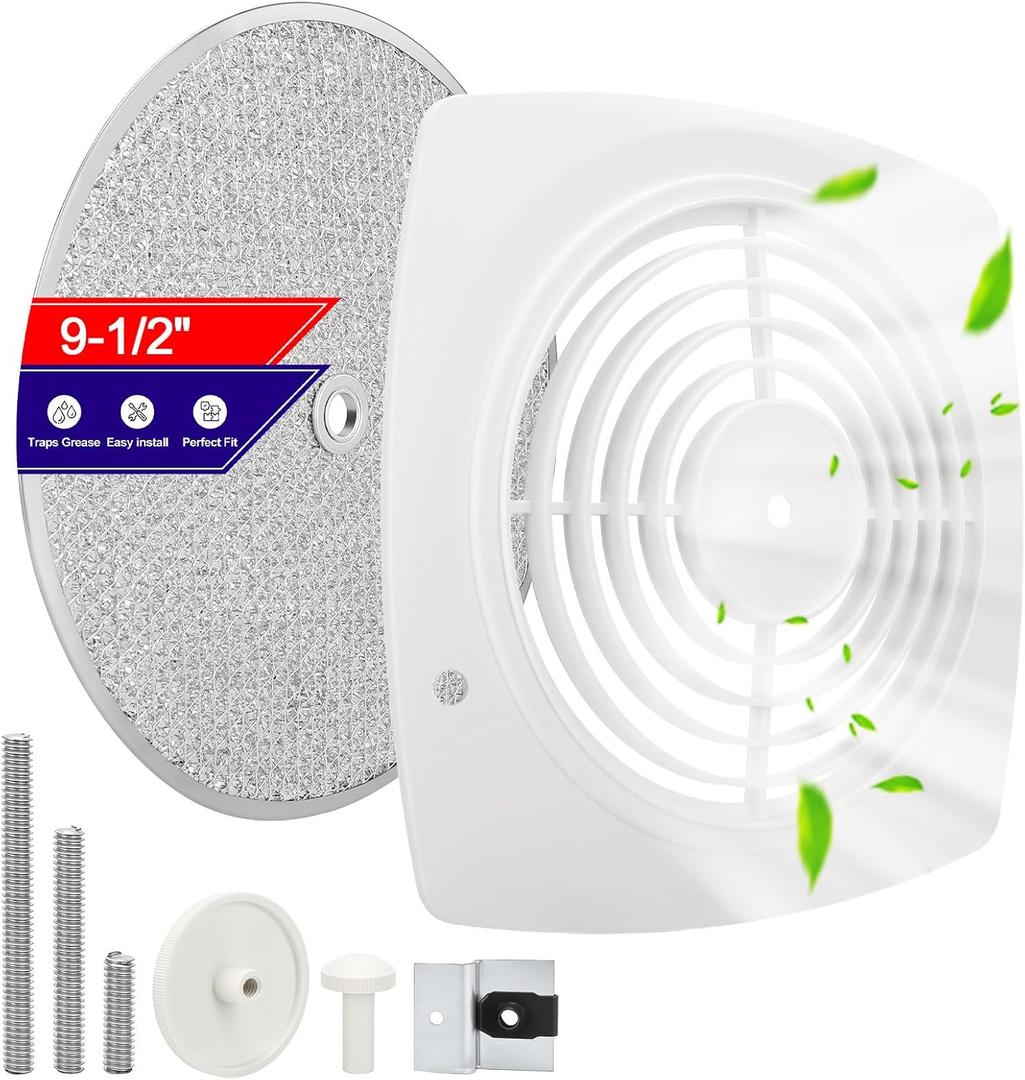 97011727 Bathroom Exhaust Fan Cover Replacement, S97011727 Kitchen Exhaust Fan Cover, 11.5" x 11.5" Wall Ventilation Fan Grille with S99010042 Kitchen Exhaust Fan Filter  Fits 509S-C