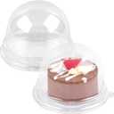 TOFLEN Mini Dessert Containers with Dome Lids, 100Pcs Clear Plastic Individual Ore Cookie holder, Small Cake Box for Mini Cupcake, Cocoa Bomb, Strawberry, Cheesecake and Mooncake (Clear Base)