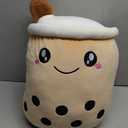 Cute Stuffed Boba Plush Bubble Tea Plushie Pillow Milk Tea Cup Pillow Food Plushie, Soft Kawaii Hugging Plush Toys Gifts for Kids(Brown, 19.6 inch)