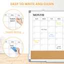 Dry Erase Calendar Whiteboard, 30"x20", Monthly White Board with Cork Board | Magnetic, Wall Mounted, Double Sided, Aluminum Frame, for Home, Office, Kitchen, Dorm, 4 Markers, 6 Magnets, 10 Push Pins