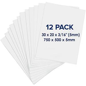 Foam Board 20 x 30 x 3/16" (5mm) - 12 Pack - White Poster Board, Acid Free, Double Sided, Rigid, Sign Board Foamboard for Mounting, Crafts, Paintings Prints, Art, Display, Presentation and Projects