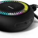 SOWO Shower Speaker Bluetooth Waterproof | Small Portable Wireless Bluetooth Speaker with Clip | Powerful Bass and Louder Volume | Colorful Lights and Lightweight | for Bathroom,Travel,Beach | Black